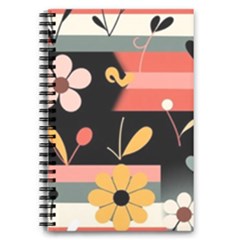  Minimalist Pattern With Simple Lines,flower And Shapes, Creating A Clean And Modern 5 5  X 8 5  Notebook by myclothy