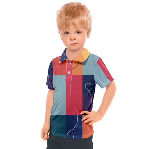  Minimalist Pattern With Simple Lines And Shapes, Creating A Clean And Modern Aesthe Kids  Polo T-shirt by myclothy