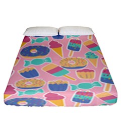 Ice Cream Donut Sweets Candie Fitted Sheet (king Size) by Apenda