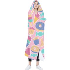 Ice Cream Donut Sweets Candie Wearable Blanket by Apenda