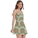 Retro 1880s Flowers Pattern 19 Body Wrap Sleeveless V-Neck Mini Dress View3