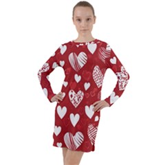 Valentine Long Sleeve Hoodie Dress by pollyparadiseartshop