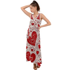 Be My Valentine V-neck Chiffon Maxi Dress by pollyparadiseartshop