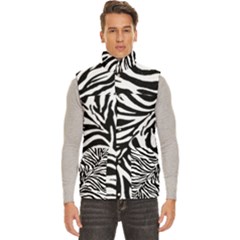 Zebra 1 Black And White Men s High Neck Button Up Puffer Vest by dressshop