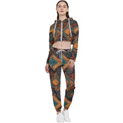 Tribal Chic Cropped Zip Up Lounge Set by pollyparadiseartshop