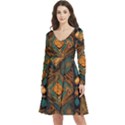 Tribal Chic Long Sleeve V-neck skater dress with Pockets View1