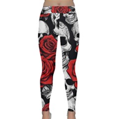 Roses And Skulls Classic Yoga Leggings by pollyparadiseartshop