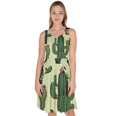 Cactus  Knee Length Skater Dress With Pockets by pollyparadiseartshop