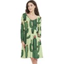 Cactus  Long Sleeve V-neck skater dress with Pockets View3