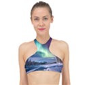 Northern Lights Aurora Night Nature High Neck Bikini Top View1