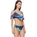 Northern Lights Aurora Night Nature Ruffle Edge Tie Up Bikini Set	 View3