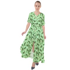 Leaves Pattern Texture Seamless Waist Tie Boho Maxi Dress by Hannah976