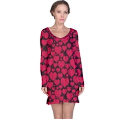 Valentines Day Hearts Pattern Love Red Long Sleeve Nightdress by Maspions