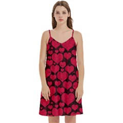 Valentines Day Hearts Pattern Love Red Mini Camis Dress With Pockets by Maspions