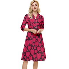 Valentines Day Hearts Pattern Love Red Classy Knee Length Dress by Maspions