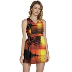 Sunset Nature Sea Dusk Landscape Sleeveless High Waist Mini Dress by Salmanaz77