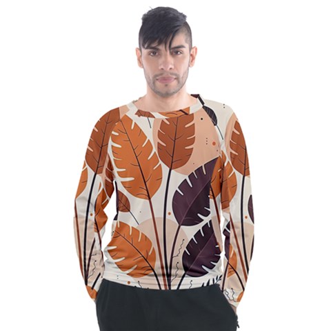 Leaves Boho Monster Nature Men s Long Sleeve Raglan T-shirt by Salmanaz77