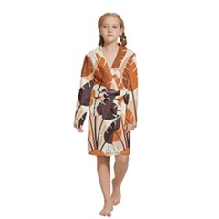 Leaves Boho Monster Nature Kids  Long Sleeve Velvet Lounge Robe by Salmanaz77