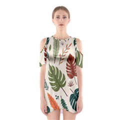 Leaves Autumn Shoulder Cutout One Piece Dress by Salmanaz77