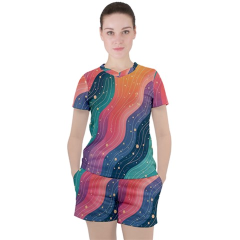 Art Abstract Pattern Women s T-shirt And Shorts Set by Salmanaz77