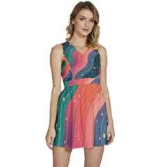 Art Abstract Pattern Sleeveless High Waist Mini Dress by Salmanaz77