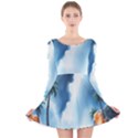 Delicate Watercolor Painting Surreal Oasis Scene With Intense Dramatic Lighting Long Sleeve Velvet Skater Dress View1