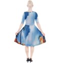 Delicate Watercolor Painting Surreal Oasis Scene With Intense Dramatic Lighting Quarter Sleeve A-Line Dress View2