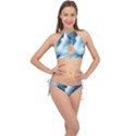 Delicate Watercolor Painting Surreal Oasis Scene With Intense Dramatic Lighting Cross Front Halter Bikini Set View1