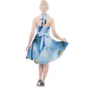 Delicate Watercolor Painting Surreal Oasis Scene With Intense Dramatic Lighting Halter Party Swing Dress  View2