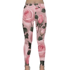 Pink Roses Classic Yoga Leggings by pollyparadiseartshop