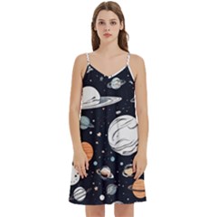 Space Galaxy Universe Stars Sky Mini Camis Dress With Pockets by Paksenen