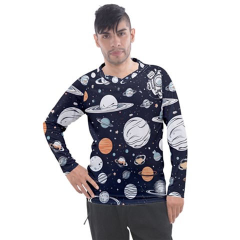 Space Galaxy Universe Stars Sky Men s Pique Long Sleeve T-shirt by Paksenen