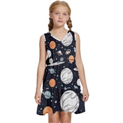 Space Galaxy Universe Stars Sky Kids  Sleeveless Tiered Mini Dress by Paksenen