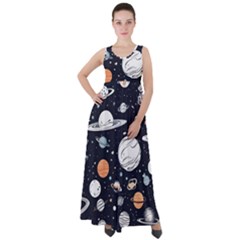 Space Galaxy Universe Stars Sky Empire Waist Velour Maxi Dress by Paksenen