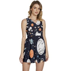 Space Galaxy Universe Stars Sky Sleeveless High Waist Mini Dress by Paksenen