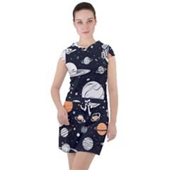 Space Galaxy Universe Stars Sky Drawstring Hooded Dress by Paksenen