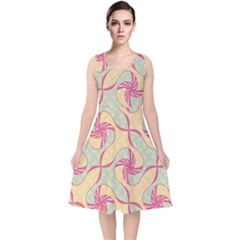 Abstract Pattern Design Scrapbooking V-neck Midi Sleeveless Dress  by Paksenen