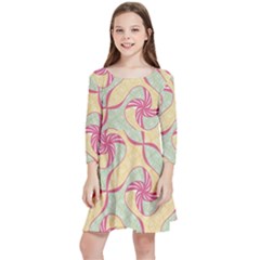 Abstract Pattern Design Scrapbooking Kids  Quarter Sleeve Skater Dress by Paksenen