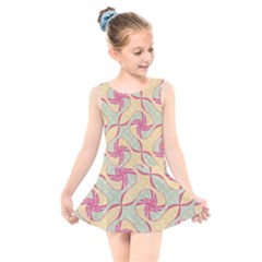 Abstract Pattern Design Scrapbooking Kids  Skater Dress Swimsuit by Paksenen