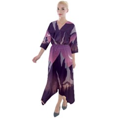 Mountain Night Crescent Moon Quarter Sleeve Wrap Front Maxi Dress by Bedest