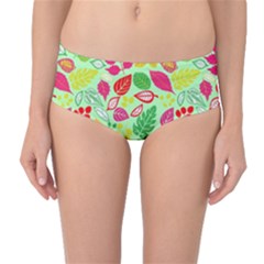 Flower Flora Floral Nature Pattern Seamless Mid-waist Bikini Bottoms by Bedest