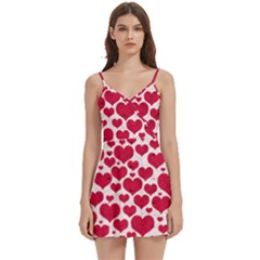 Hearts Valentine Pattern Seamless Body Wrap Sleeveless V-neck Mini Dress by Bedest