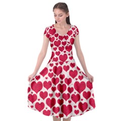 Hearts Valentine Pattern Seamless Cap Sleeve Wrap Front Dress by Bedest