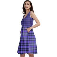 Blue Tartan Plaid 1 Sleeveless V-neck Skater Dress With Pockets by dressshop