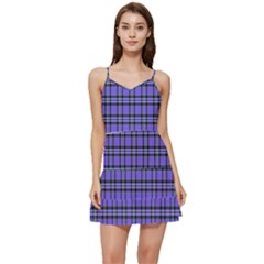 Blue Tartan Plaid 1 Short Frill Dress by dressshop