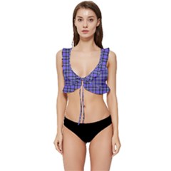 Blue Tartan Plaid 1 Low Cut Ruffle Edge Bikini Top by dressshop