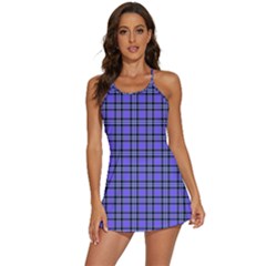 Blue Tartan Plaid 1 2-in-1 Flare Activity Dress by dressshop