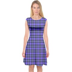 Blue Tartan Plaid 1 Capsleeve Midi Dress by dressshop