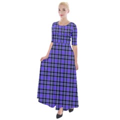 Blue Tartan Plaid 1 Half Sleeves Maxi Dress by dressshop