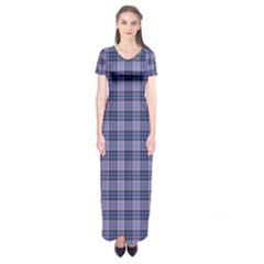 Purple Plaid Tartan 1 Short Sleeve Maxi Dress by dressshop